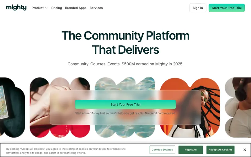 Screenshot of the Mighty Networks homepage