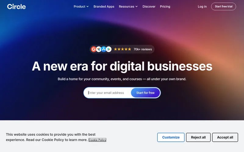 Screenshot of the Circle homepage