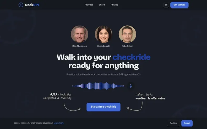 Screenshot of the MockDPE homepage